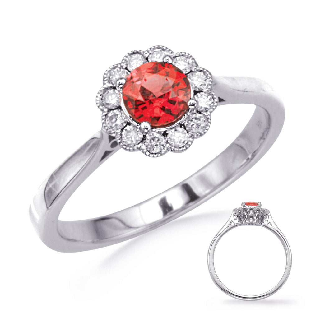 White Gold Ruby &amp; Diamond Ring