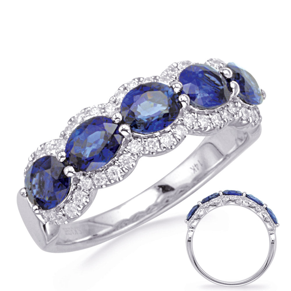 White Gold Sapphire &amp; Diamond Ring