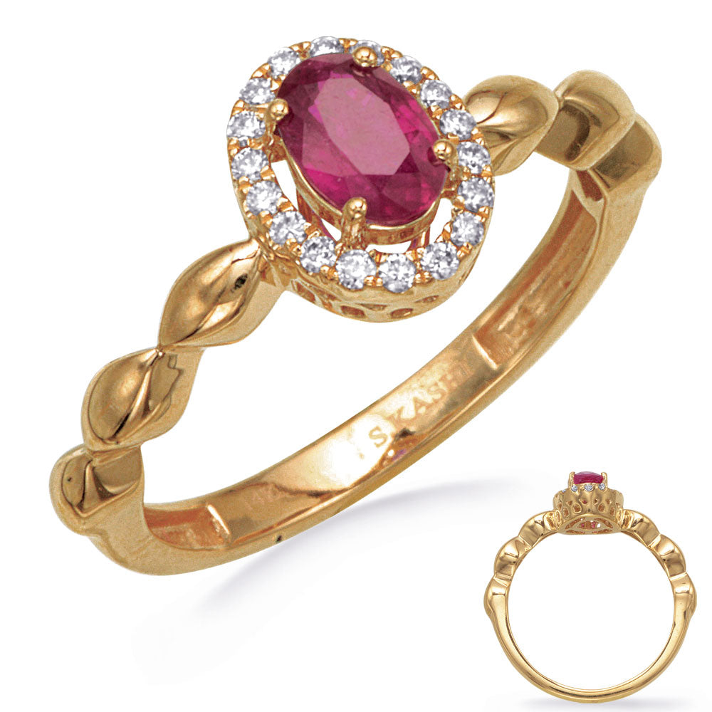 Yellow Gold Ruby &amp; Diamond Ring