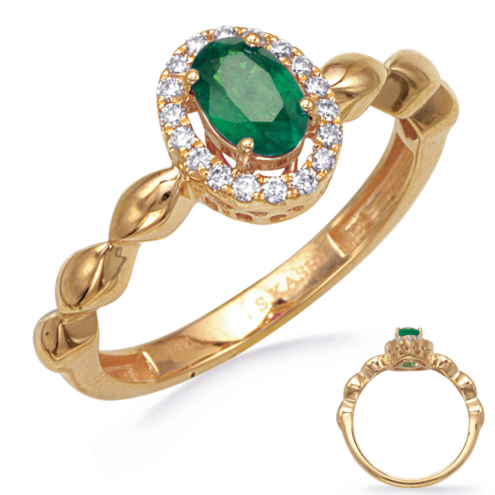 Yellow Gold Emerald &amp; Diamond Ring
