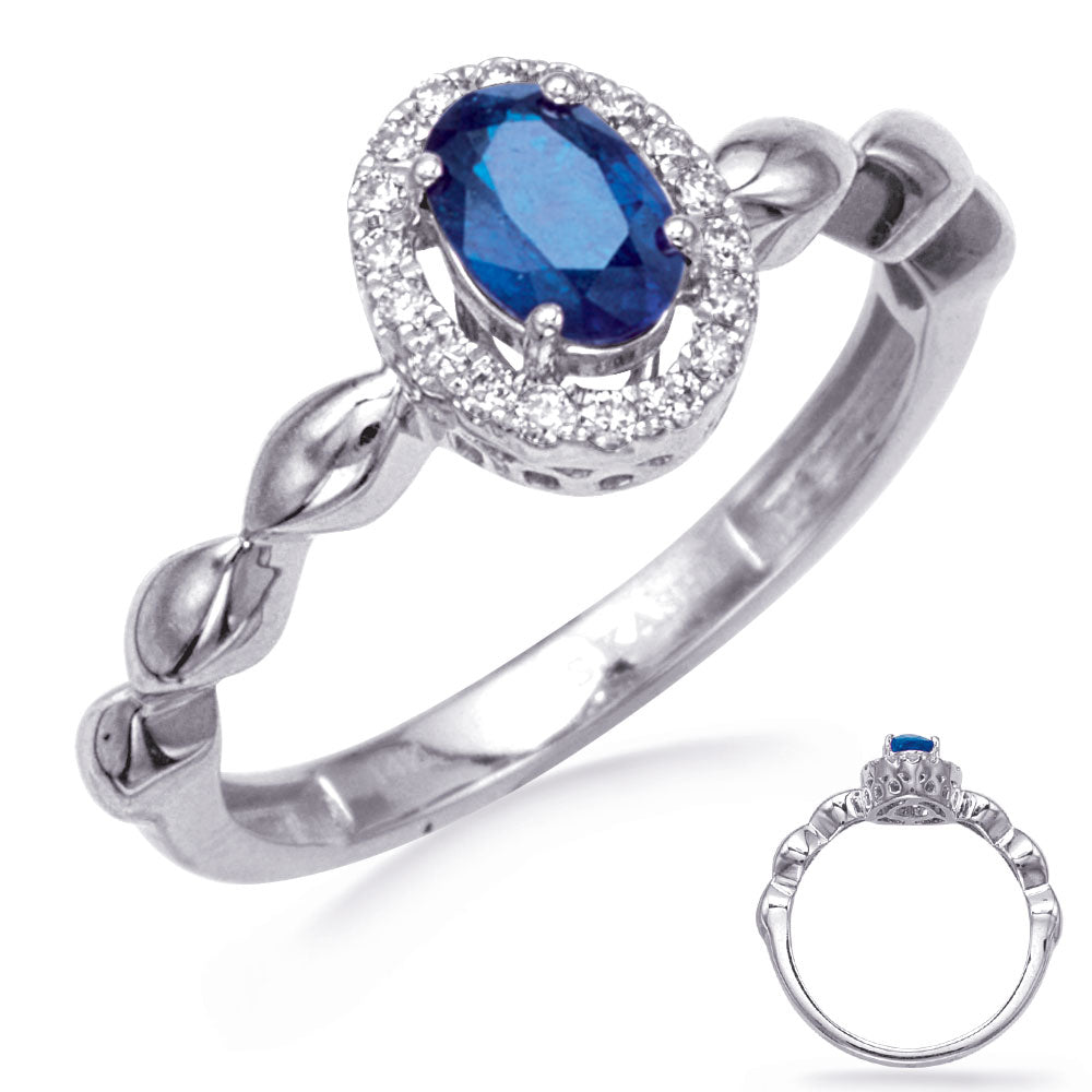 White Gold Sapphire &amp; Diamond Ring