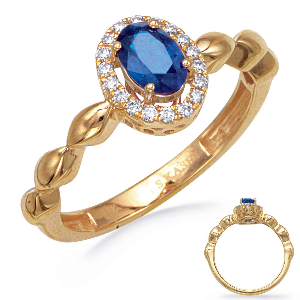 Yellow Gold Sapphire &amp; Diamond Ring