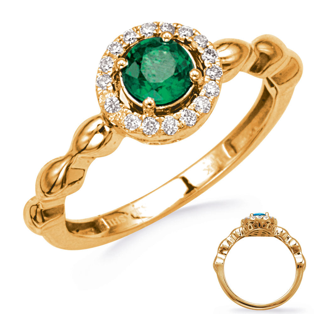Yellow Gold Emerald &amp; Diamond Ring