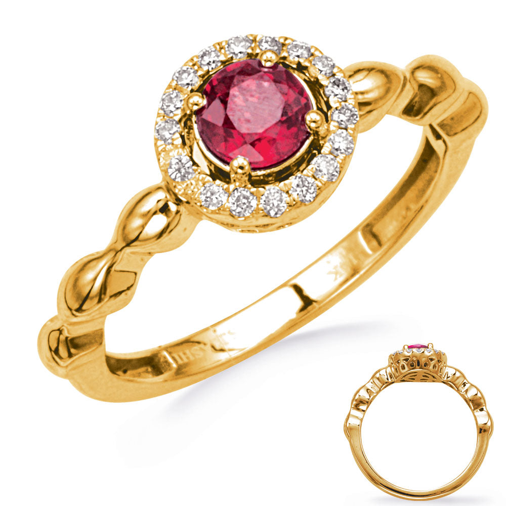Yellow Gold Ruby &amp; Diamond Ring
