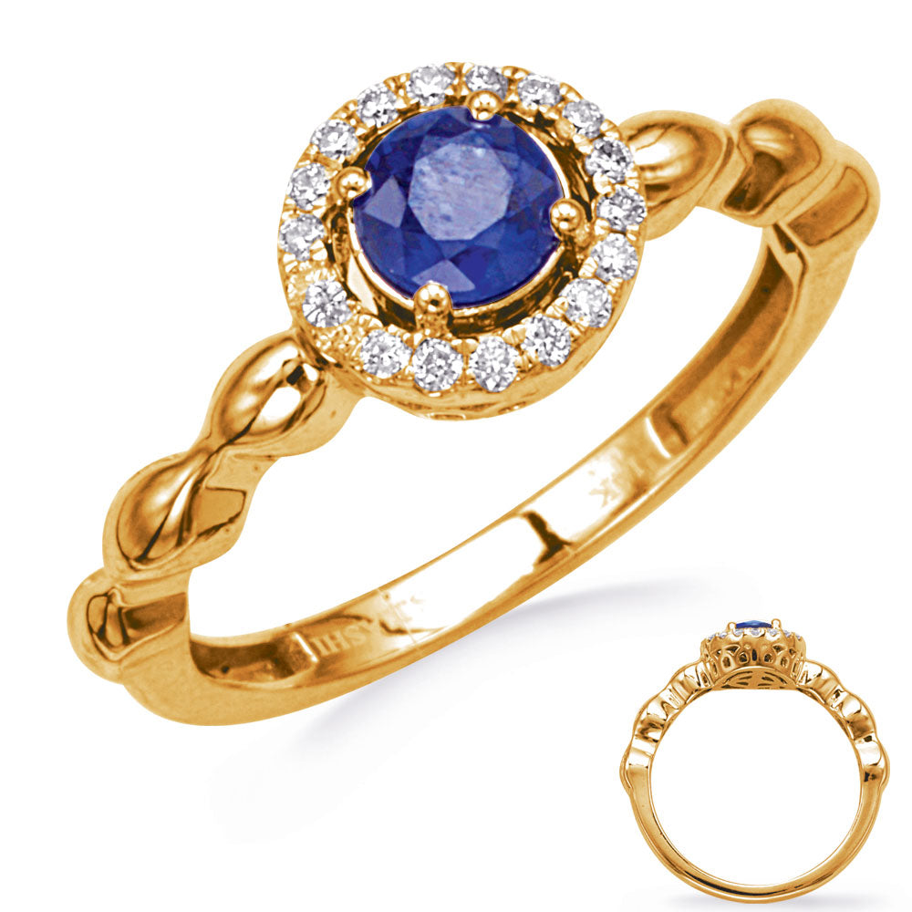 Yellow Gold Sapphire &amp; Diamond Ring