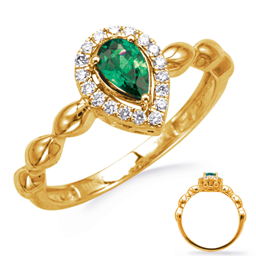 Yellow Gold Emerald &amp; Diamond Ring