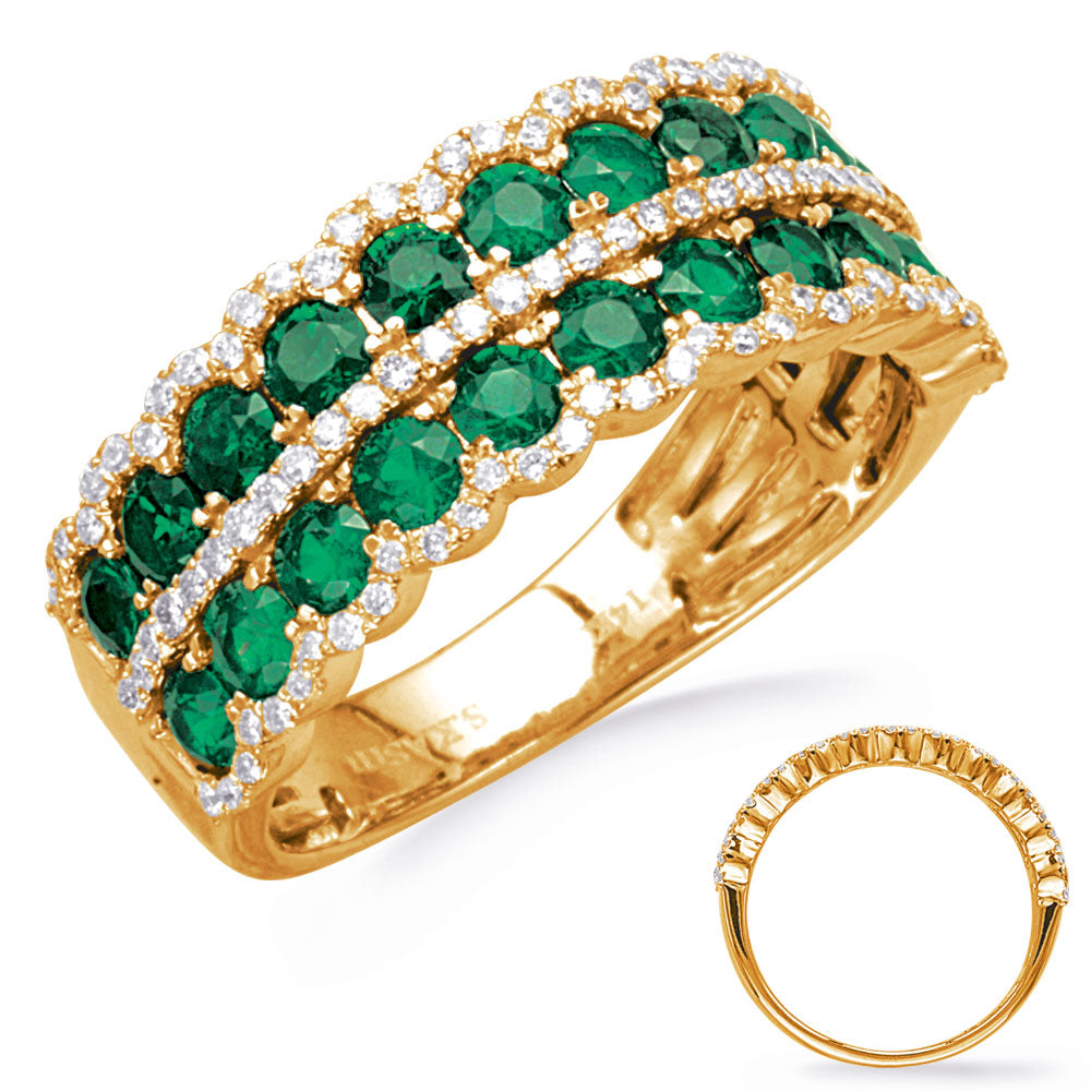 Yellow Gold Emerald &amp; Diamond Ring