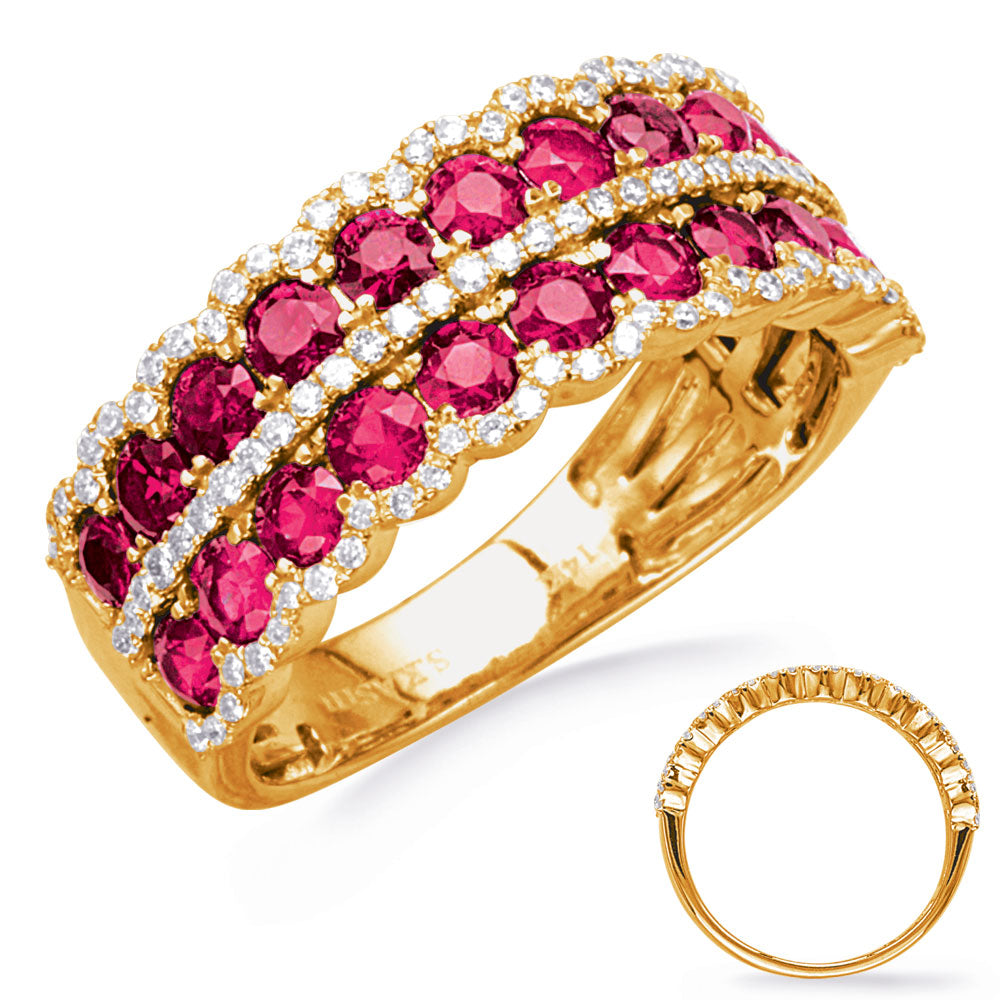 Yellow Gold Ruby &amp; Diamond Ring