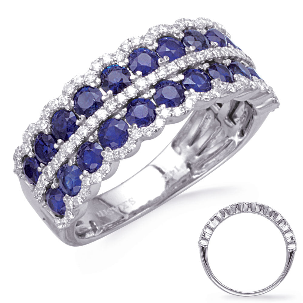 White Gold Sapphire &amp; Diamond Ring