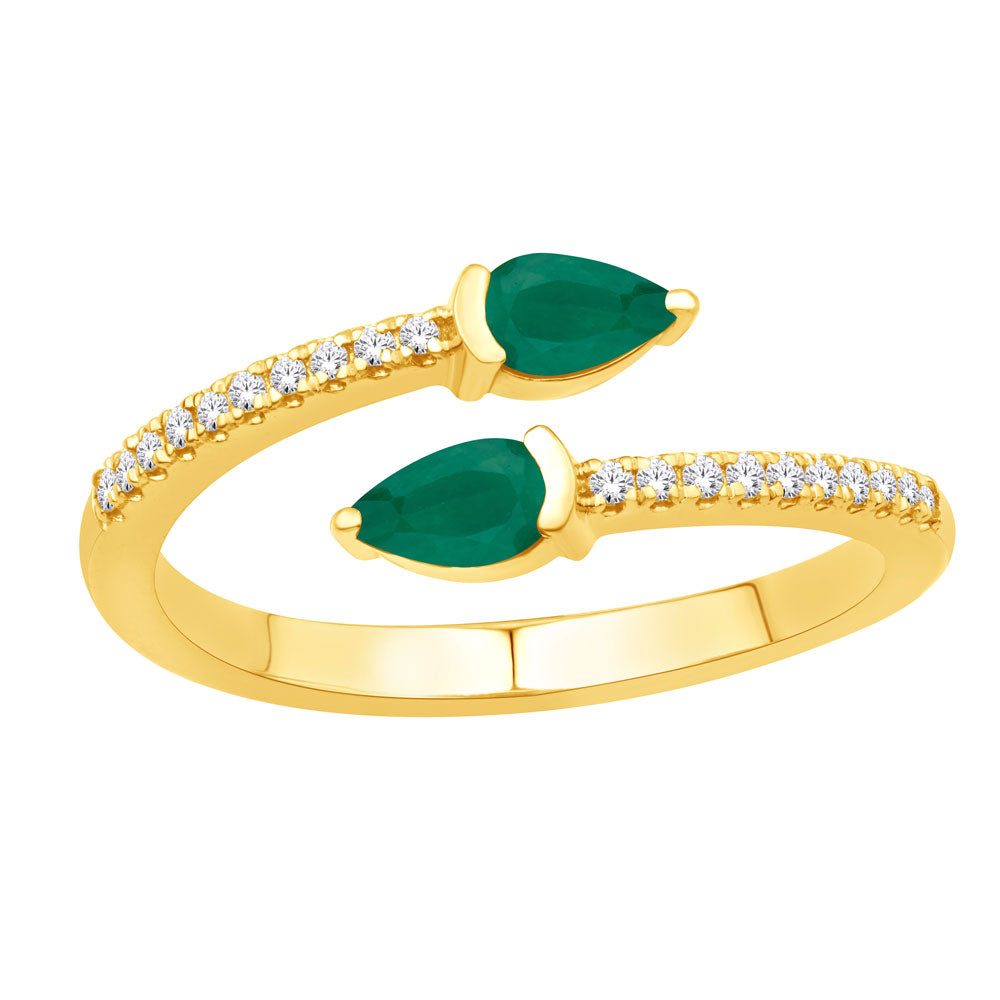 Yellow Gold Emerald &amp; Diamond Ring