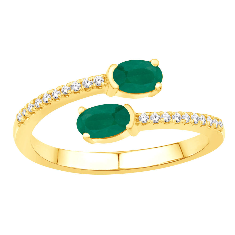 Yellow Gold Emerald &amp; Diamond Ring
