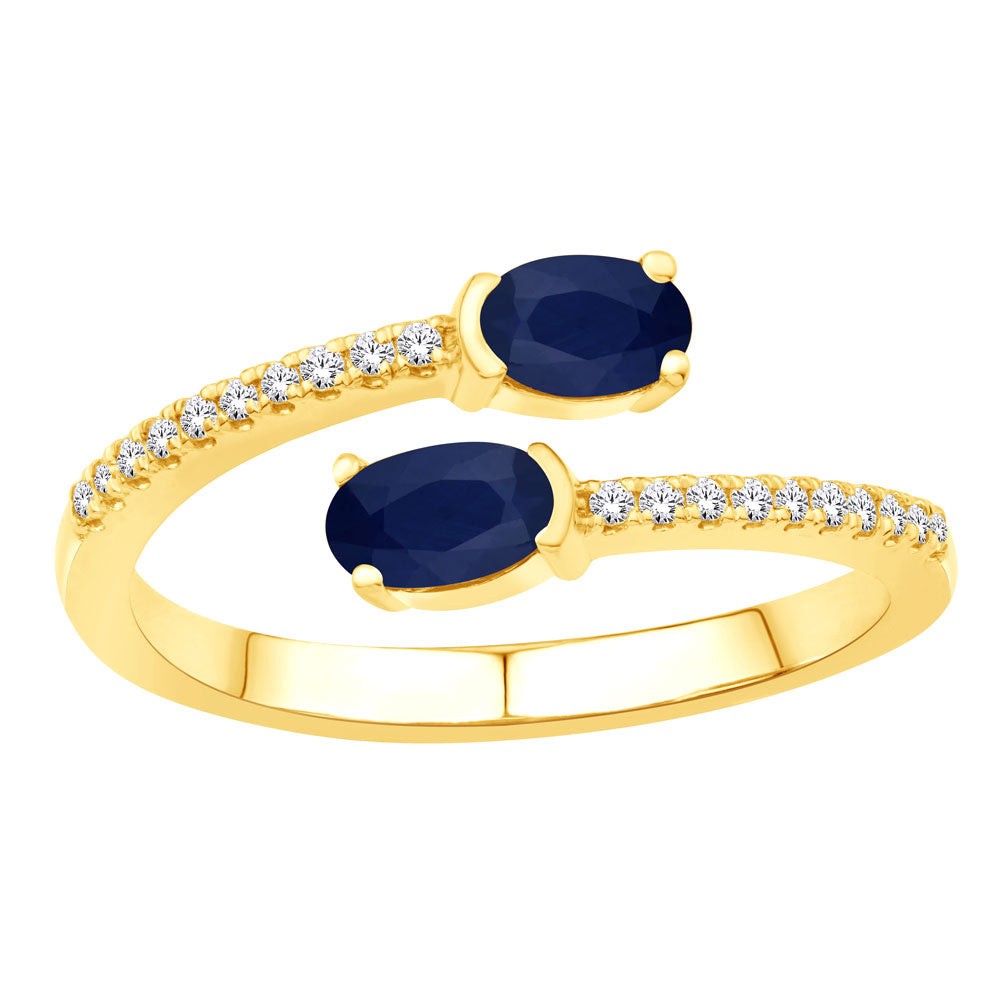 Yellow Gold Sapphire &amp; Diamond Ring