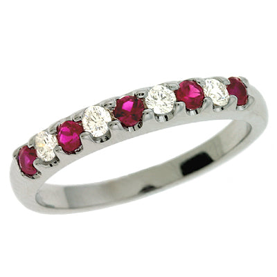 Ruby &amp; Dia White Gold Band