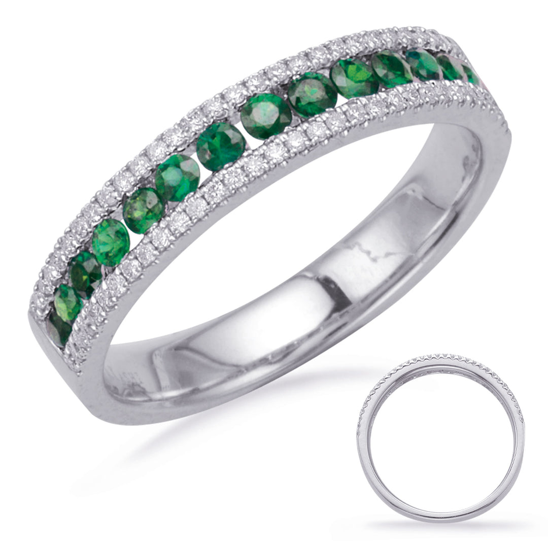 White Gold Emerald &amp; Diamond Ring