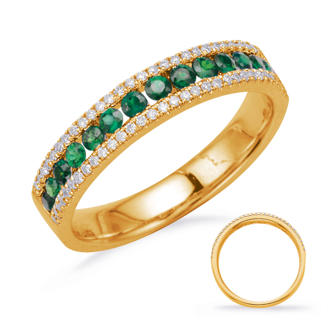 Yellow Gold Emerald &amp; Diamond Ring