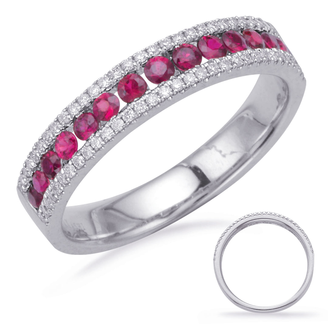 White Gold Ruby &amp; Diamond Ring