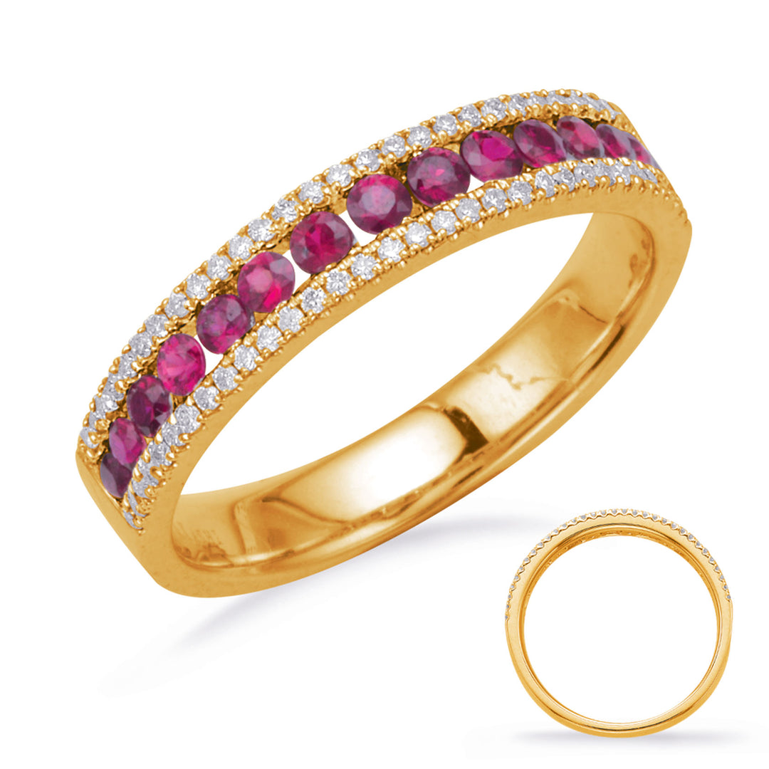 Yellow Gold Ruby &amp; Diamond Ring