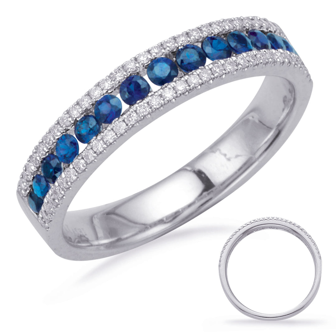 White Gold Sapphire &amp; Diamond Ring