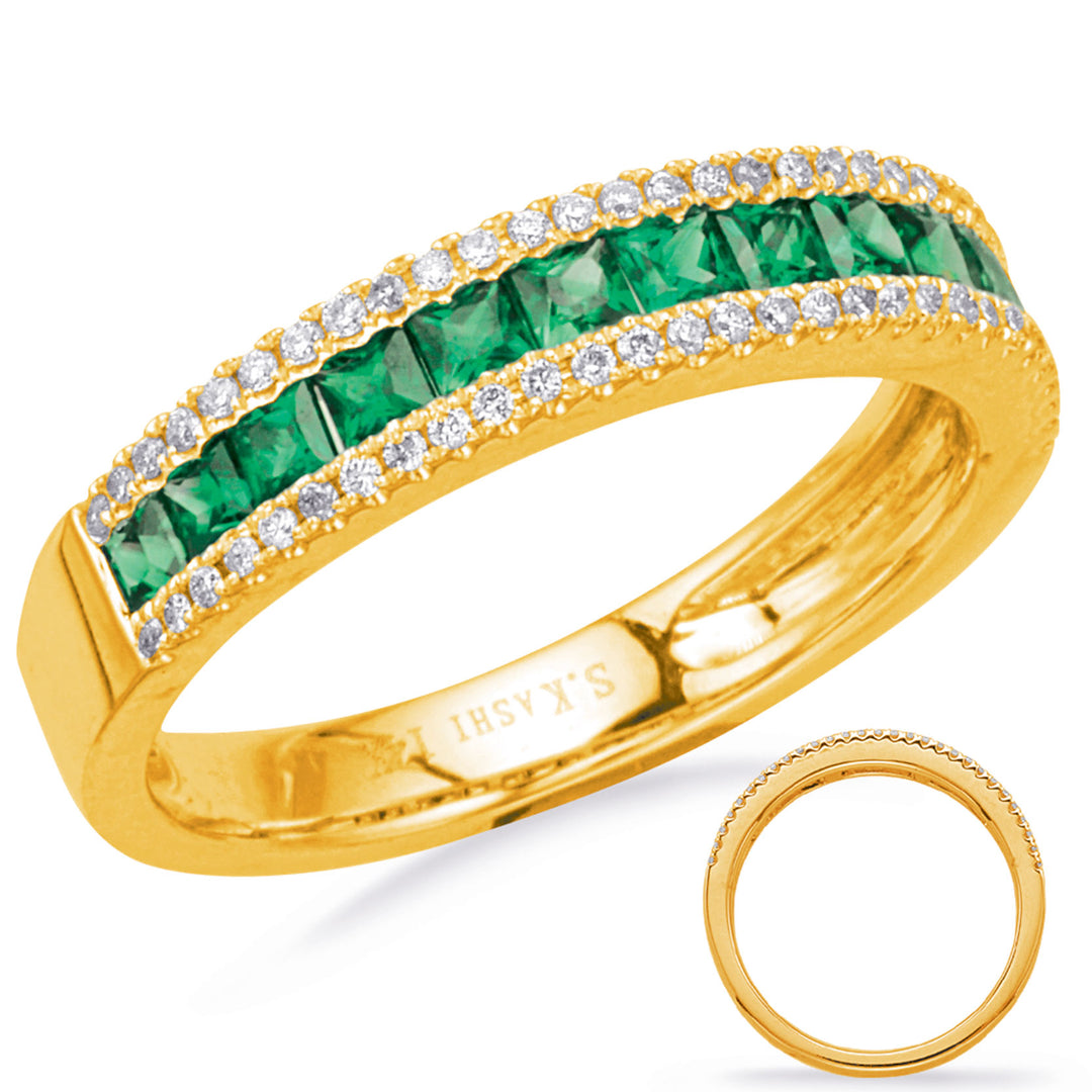 Yellow Gold Emerald &amp; Diamond Ring