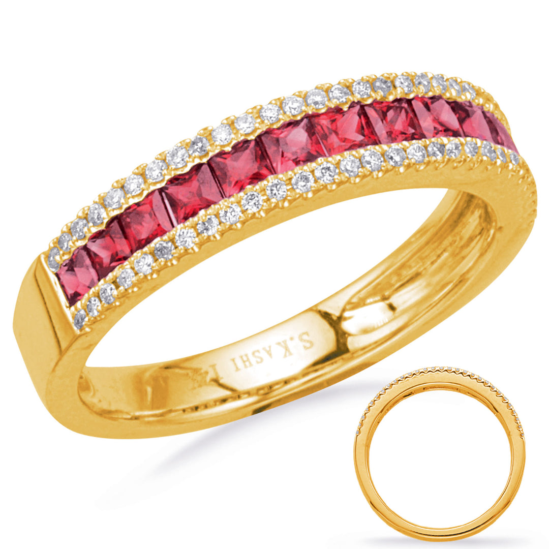 Yellow Gold Ruby &amp; Diamond Ring