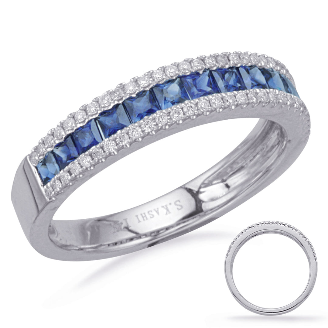 White Gold Sapphire &amp; Diamond Ring