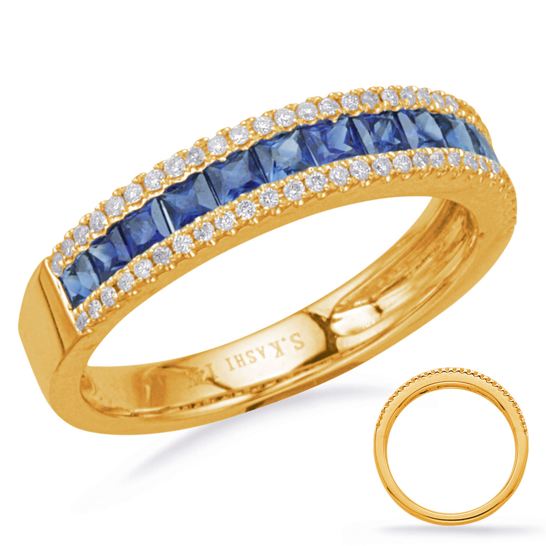 Yellow Gold Sapphire &amp; Diamond Ring