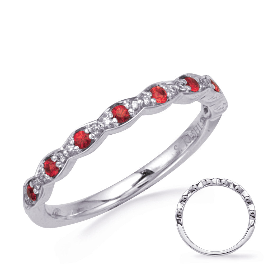 White Gold Diamond &amp; Ruby Band