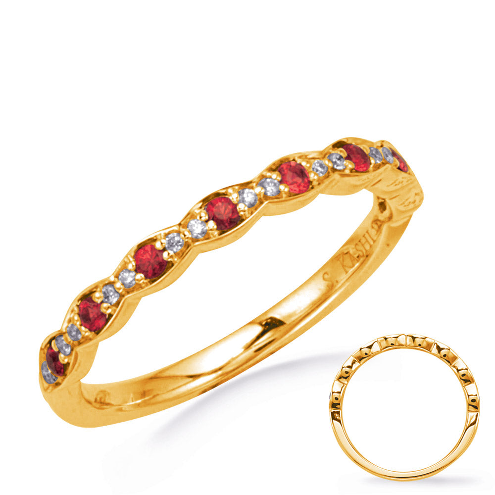 Yellow Gold Diamond &amp; Ruby Band