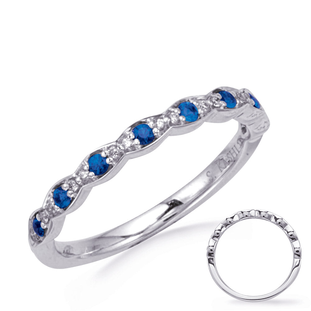 White Gold Diamond &amp; Sapphire Band