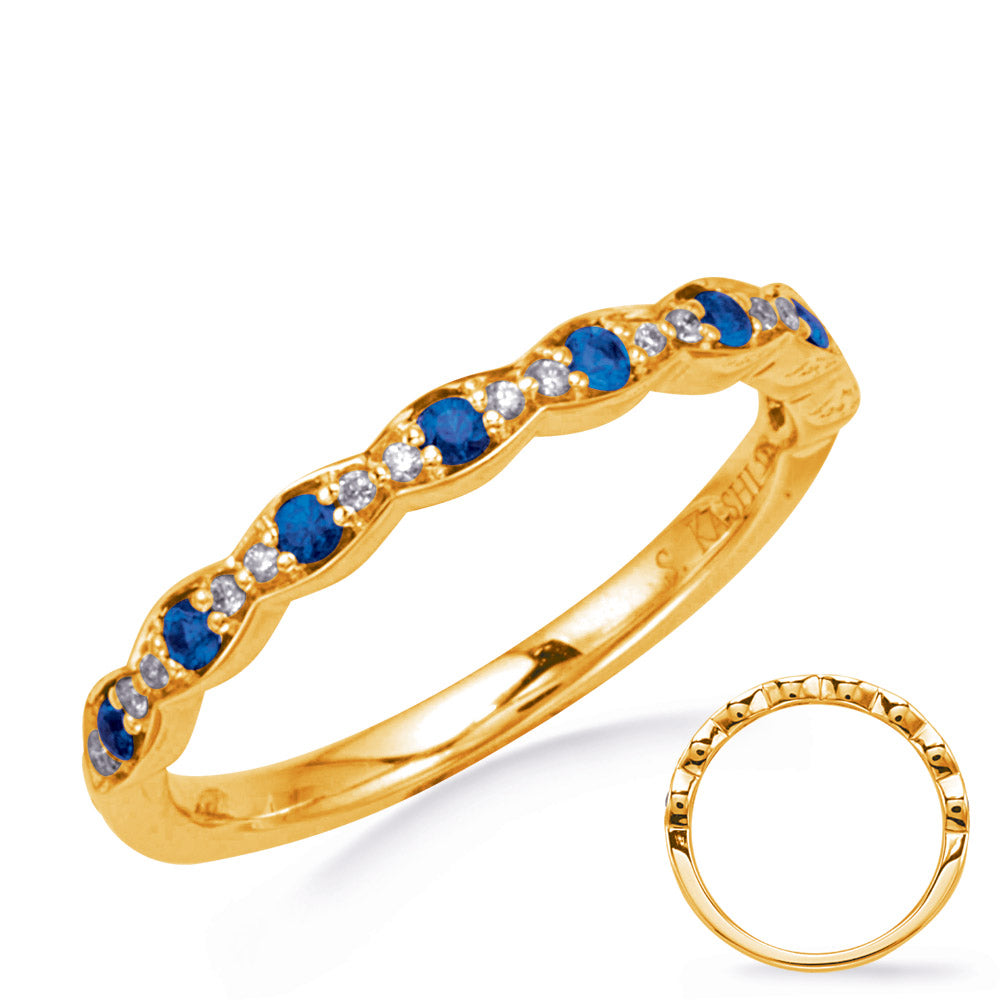Yellow Gold Diamond &amp; Sapphire Band
