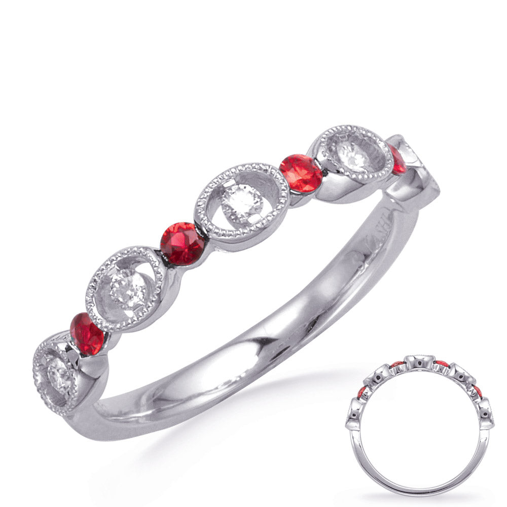 White Gold Ruby &amp; Diamond Ring