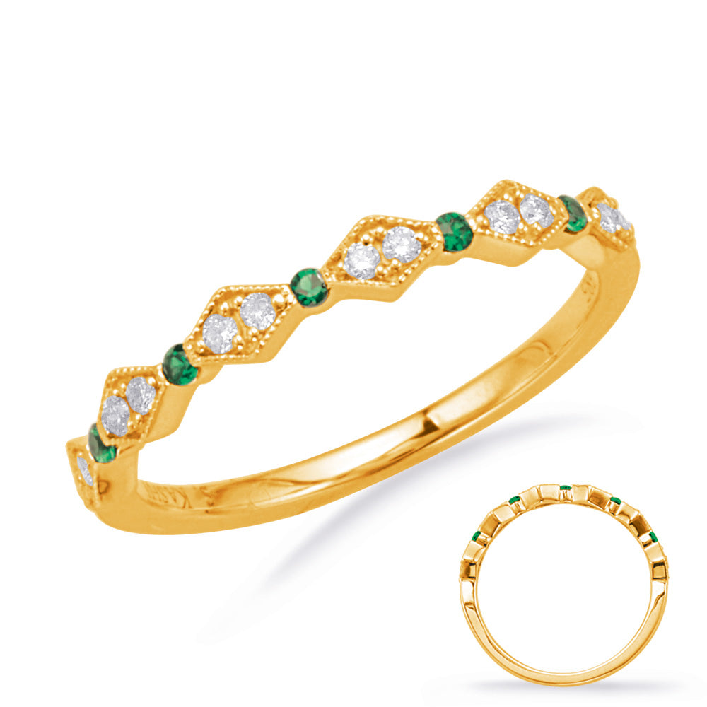 Yellow Gold Emerald &amp; Diamond Ring