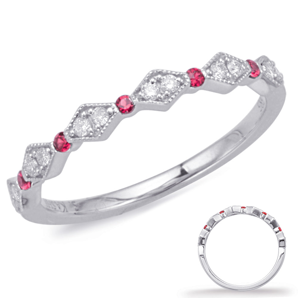 White Gold Ruby &amp; Diamond Ring