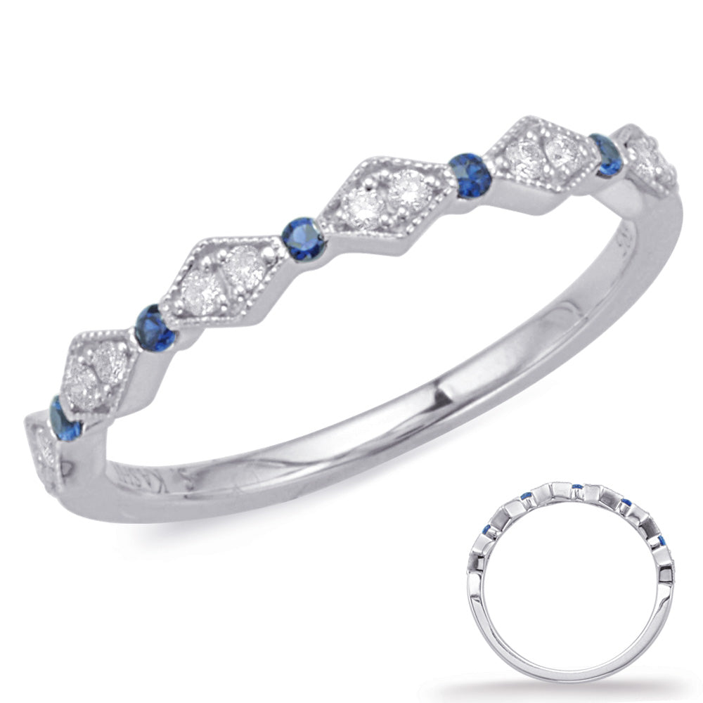 White Gold Sapphire &amp; Diamond Ring
