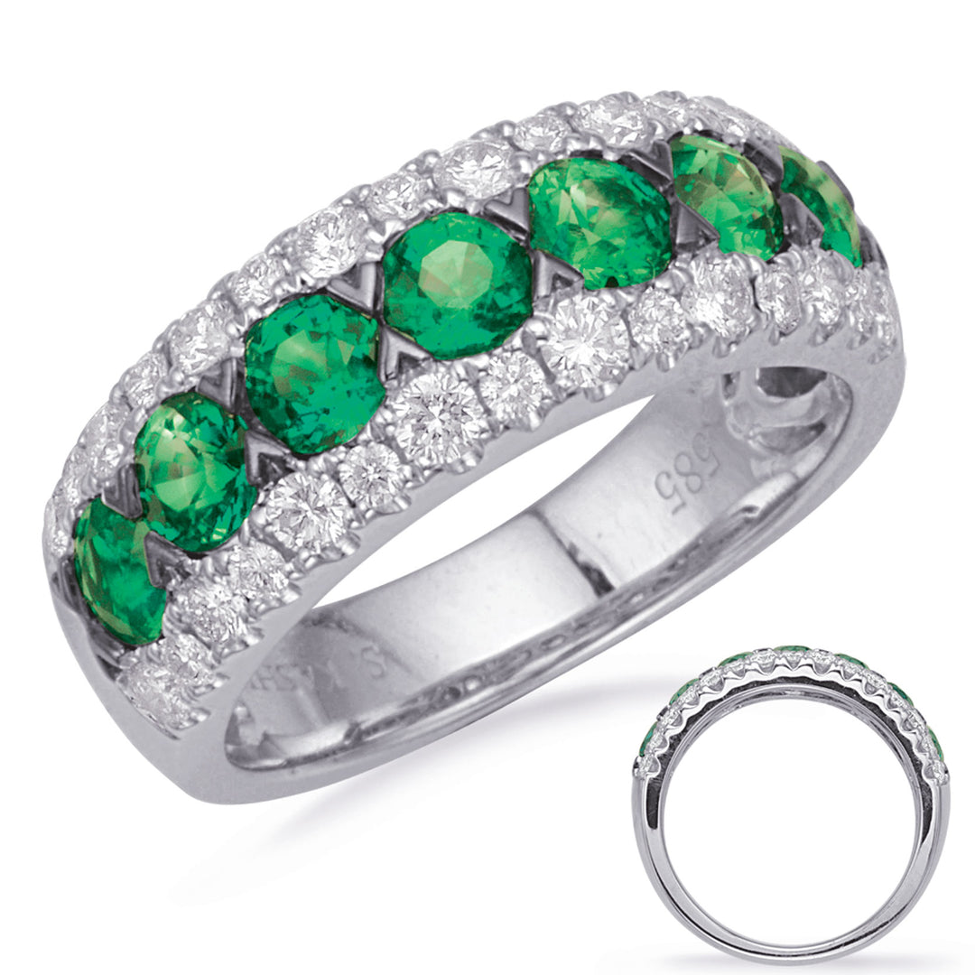 White Gold Emerald &amp; Diamond Ring