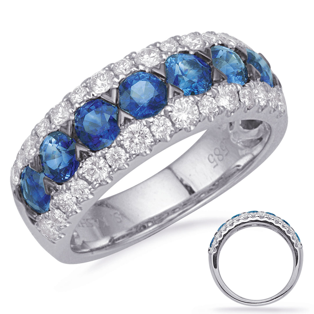 White Gold Sapphire &amp; Diamond Ring