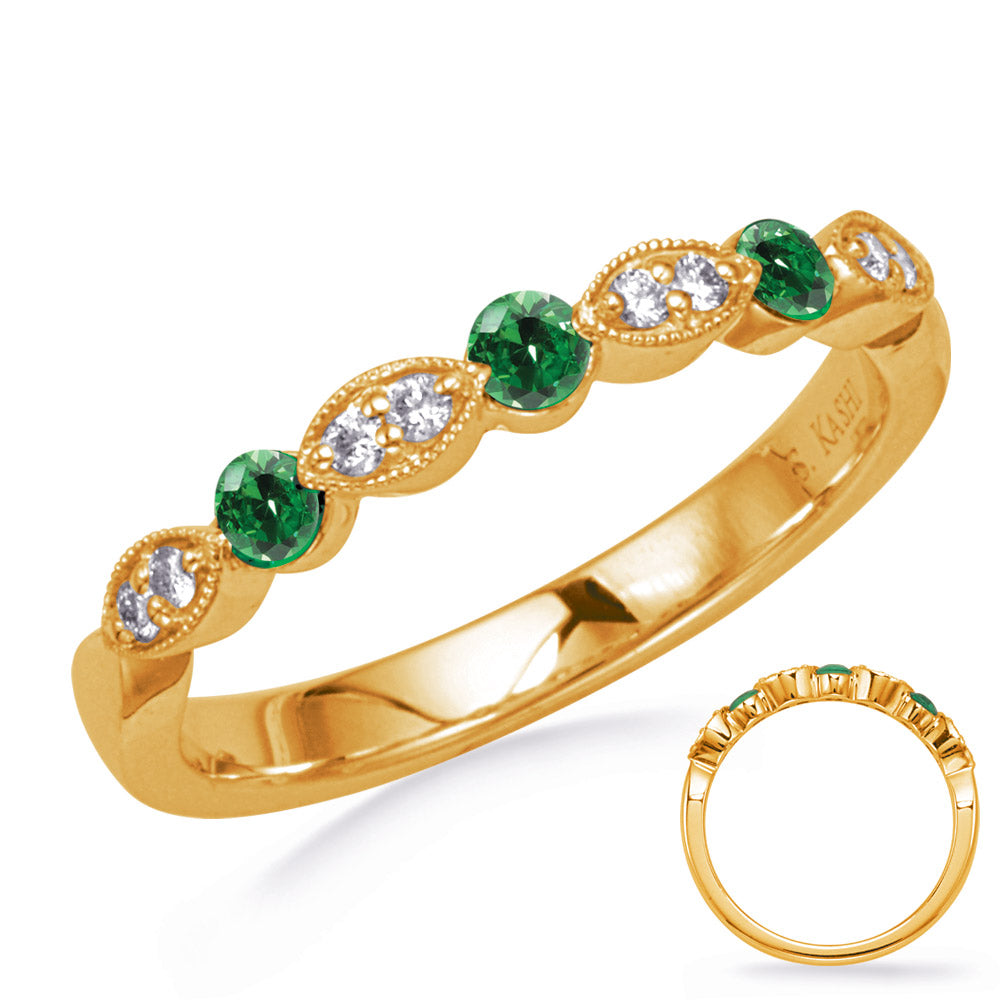 Yellow Gold Emerald &amp; Diamond Ring