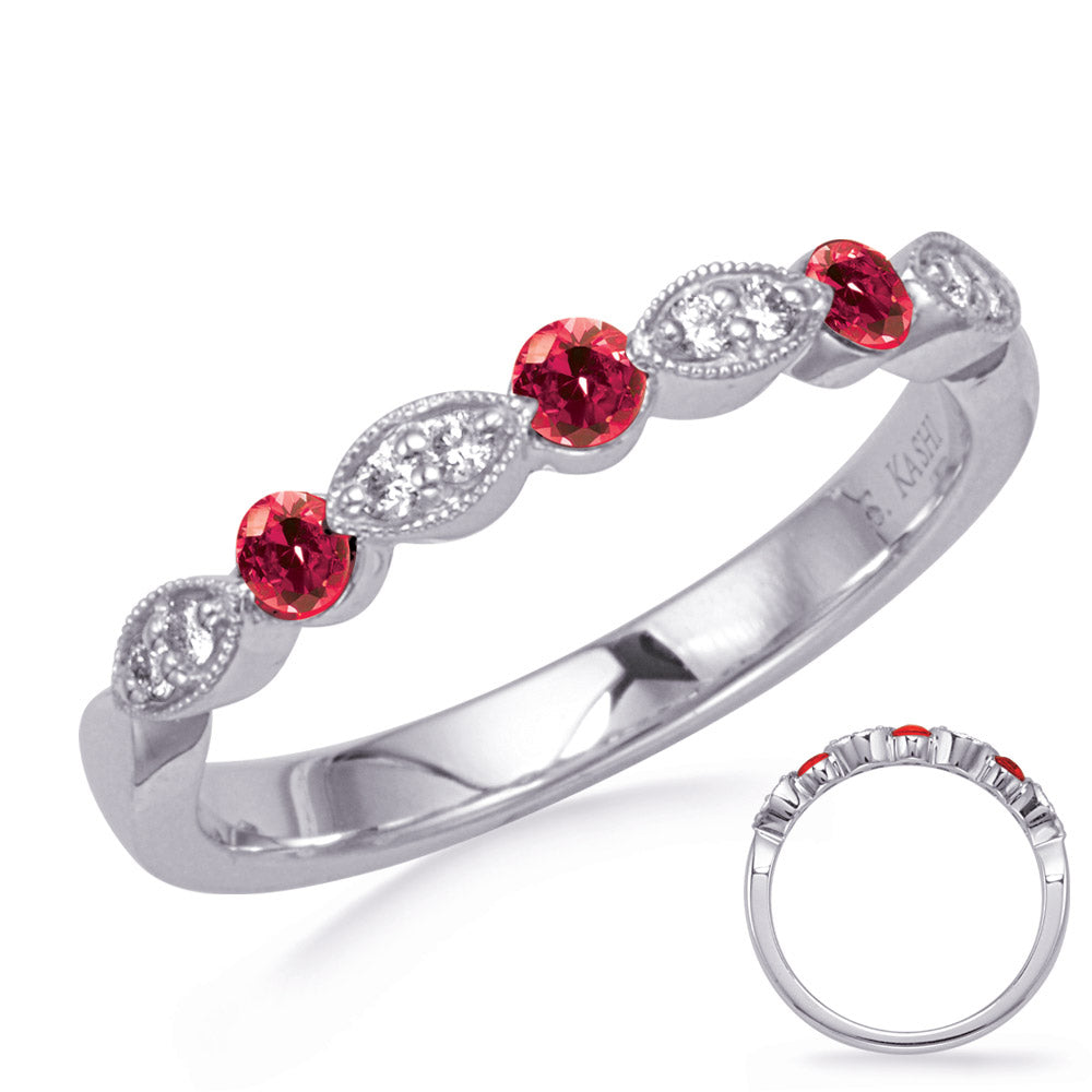 White Gold Ruby &amp; Diamond Ring