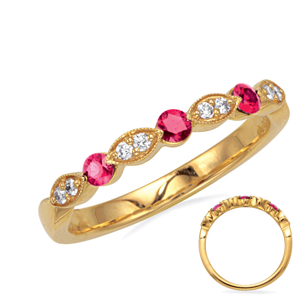 Yellow Gold Ruby &amp; Diamond Ring