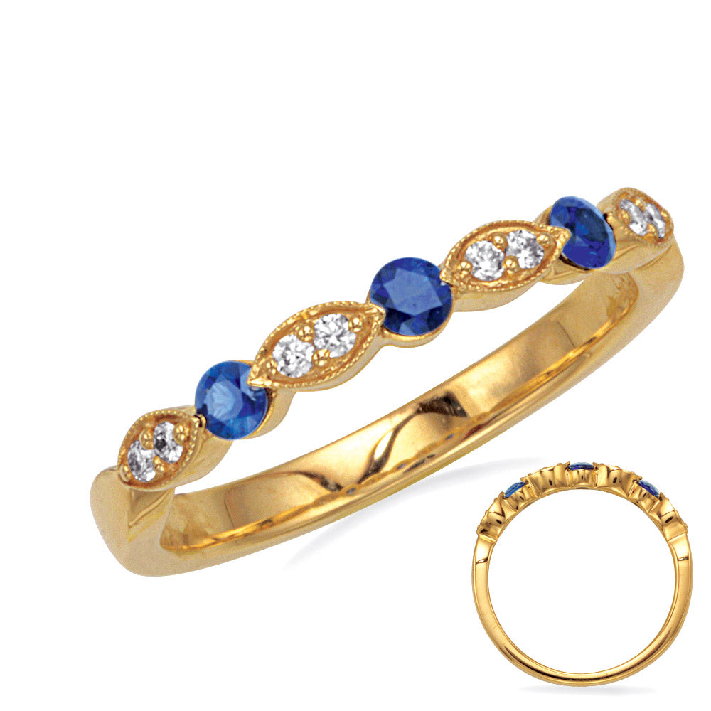 Yellow Gold Sapphire &amp; Diamond Ring