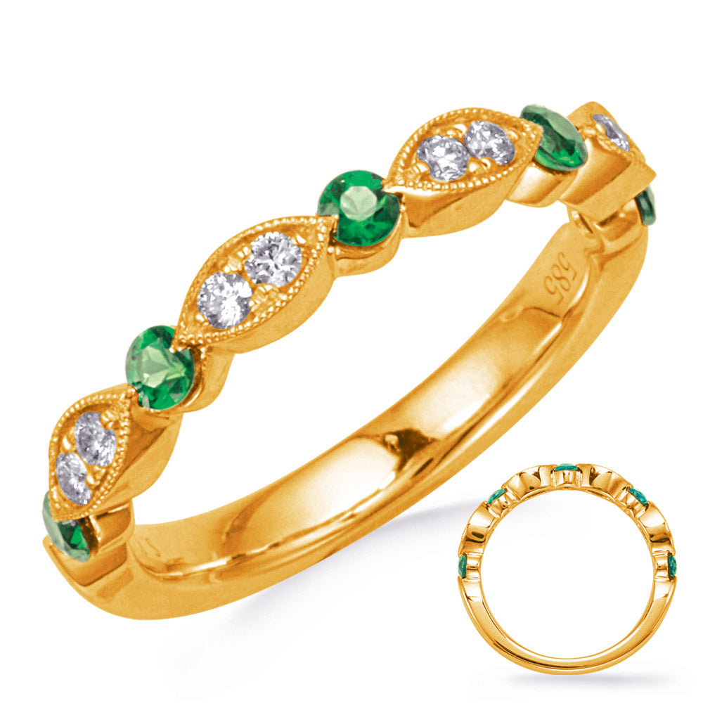 Yellow Gold Emerald &amp; Diamond Ring
