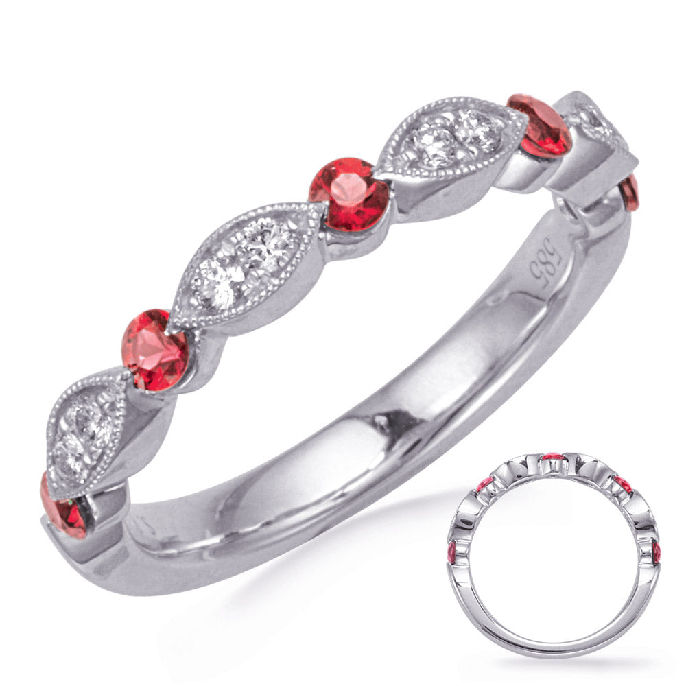 White Gold Ruby &amp; Diamond Ring