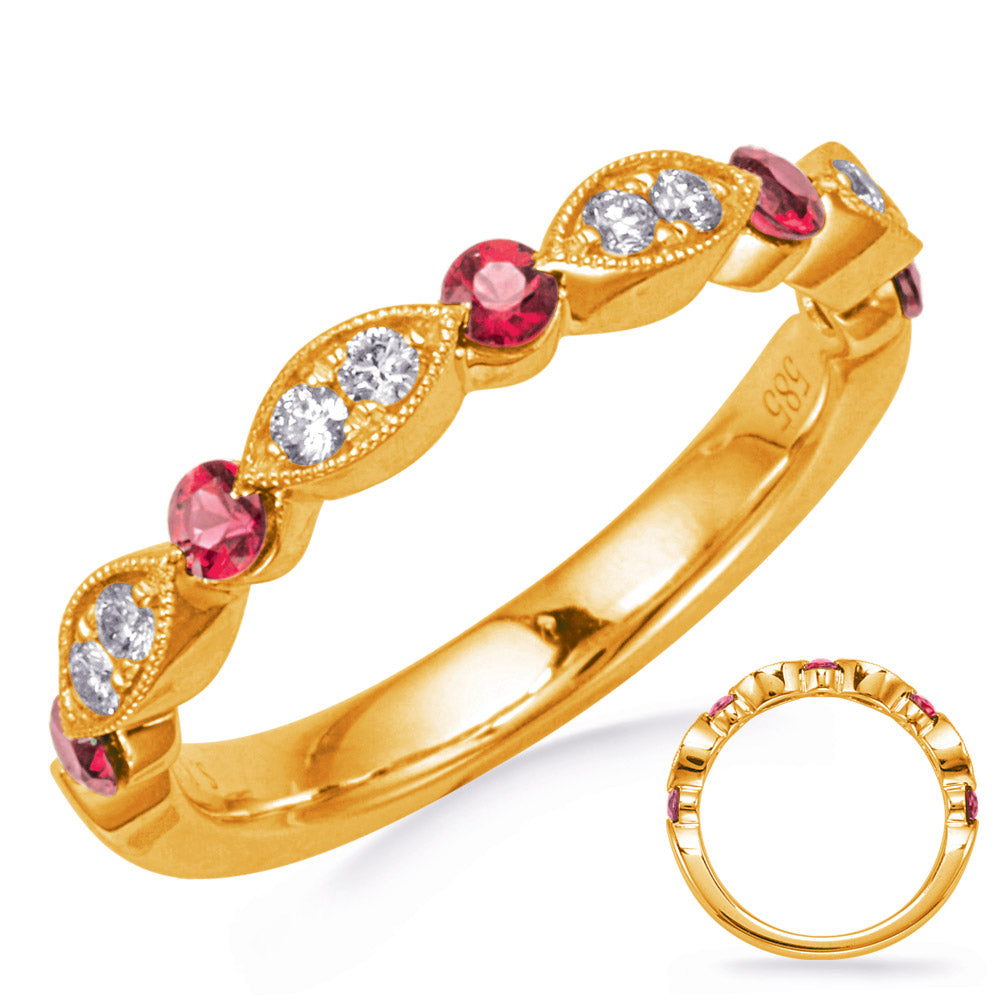 Yellow Gold Ruby &amp; Diamond Ring