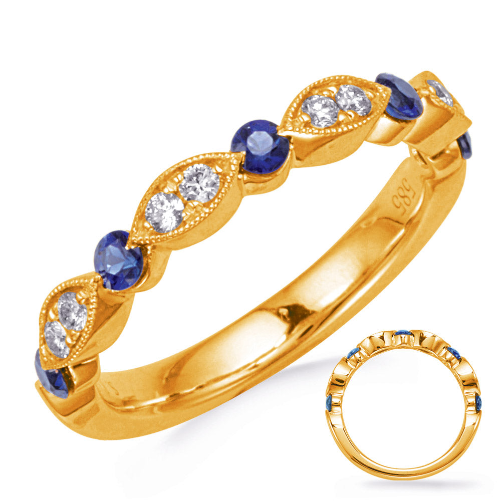 Yellow Gold Sapphire &amp; Diamond Ring