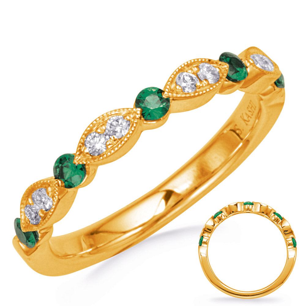 Yellow Gold Emerald &amp; Diamond Ring