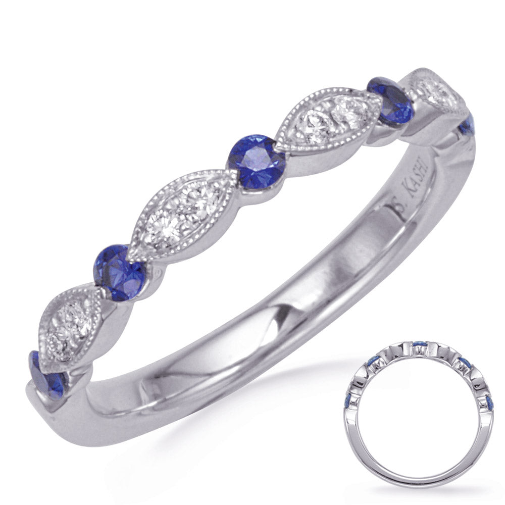 White Gold Sapphire &amp; Diamond Ring