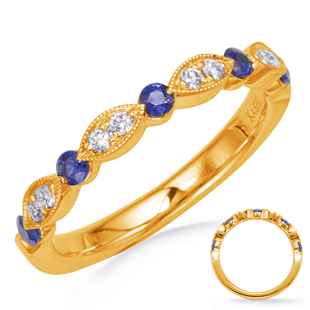 Yellow Gold Sapphire &amp; Diamond Ring