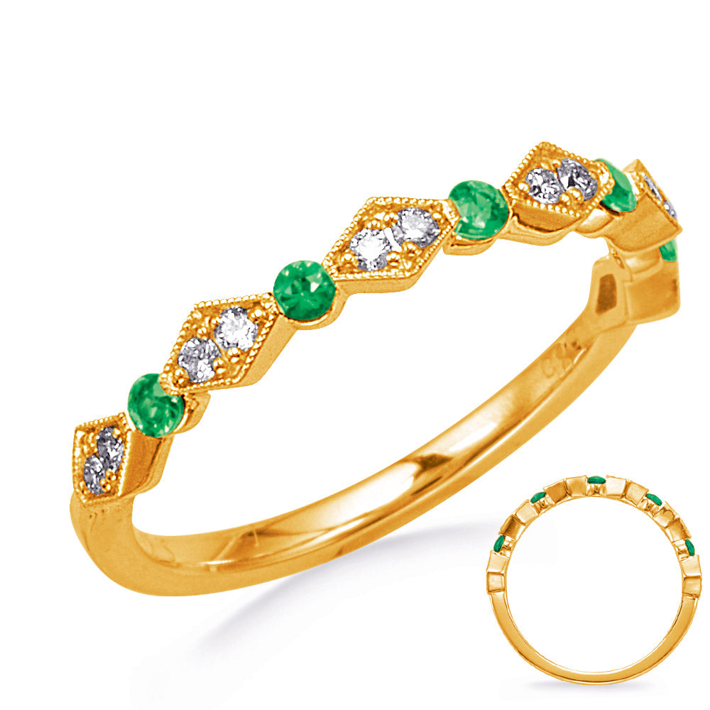 Yellow Gold Emerald &amp; Diamond Ring