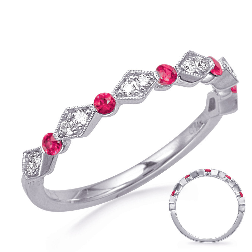 White Gold Ruby &amp; Diamond Ring