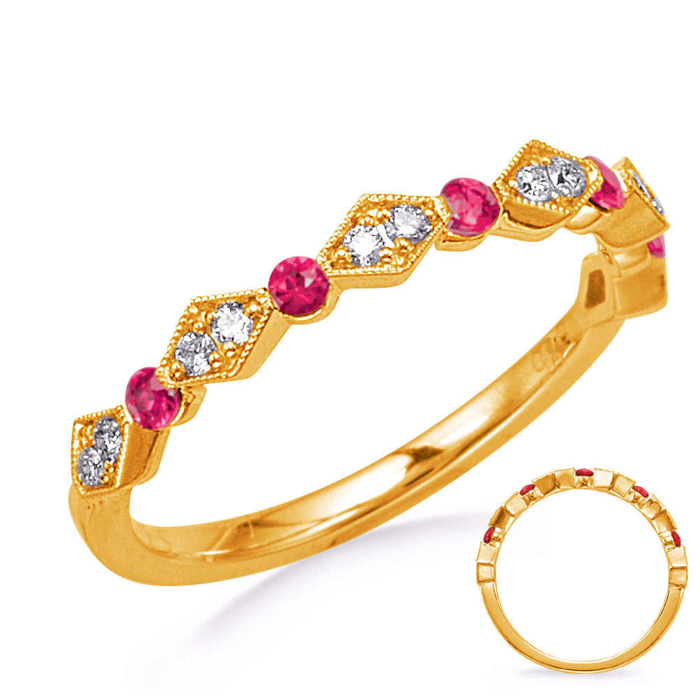 Yellow Gold Ruby &amp; Diamond Ring